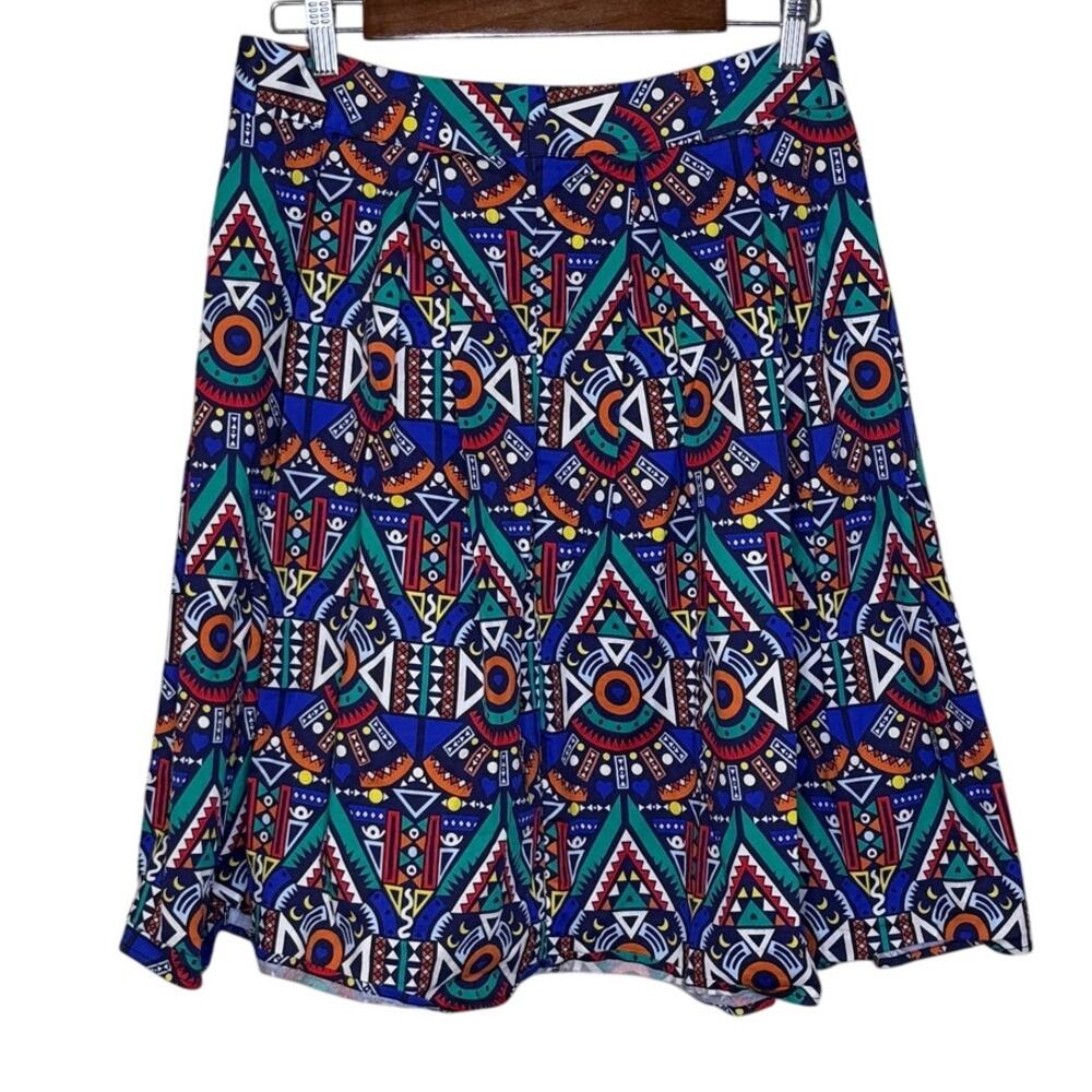Tribal Art Work Circle Pleated Skirt Size Large No Label